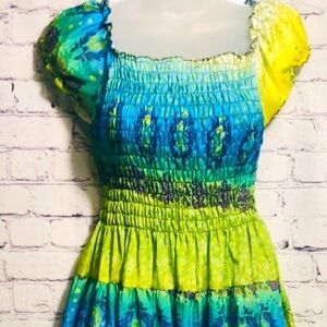 Vibrant Silky Mini Dress Very Colorful With Glitter Embellishment